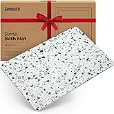 Zopanira Diatomaceous Earth Stone Bath Mat - Quick Drying Bath Mat - White and Sage Green Bathroom Mat - Shower Stone Mat (Terrazzo Green)