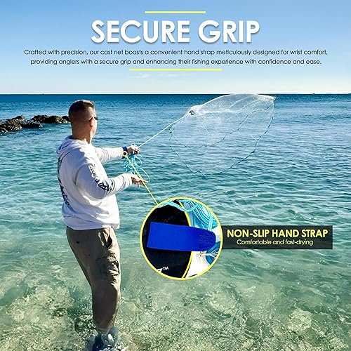 XPLORZ 8ft Radius Cast Fishing Net with Heavy-Duty Zinc Fast