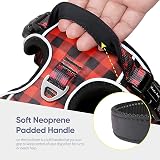 HEELE Reflective Dog Harness with Handle, 2 Metal Rings, Checkered Red, L view 7