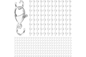 GUFJUCH 300pcs Stainless Steel Lobster Claw Clasps & Open Jump Rings Set for Necklace/Bracelet Jewelry Making, 12mmx6mm Jewelry Clasps and Closures, Tarnish-Resistant & Colorfast Lobster Clip Findings