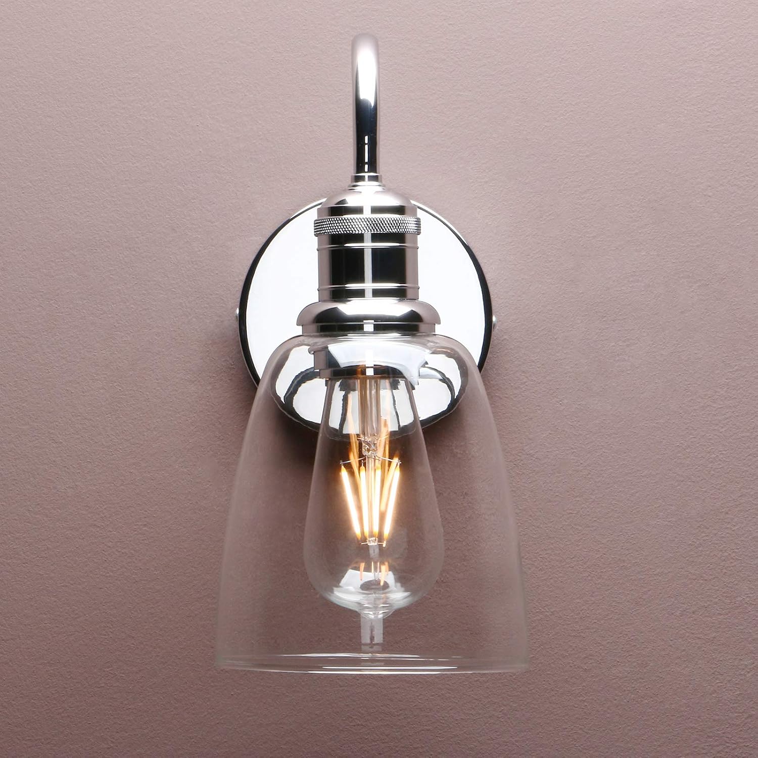 Yosoan Lighting Modern Vintage Industrial Bell Sconce Wall Light Fitting with 5.6” Clear Glass Lampshade - Image 5