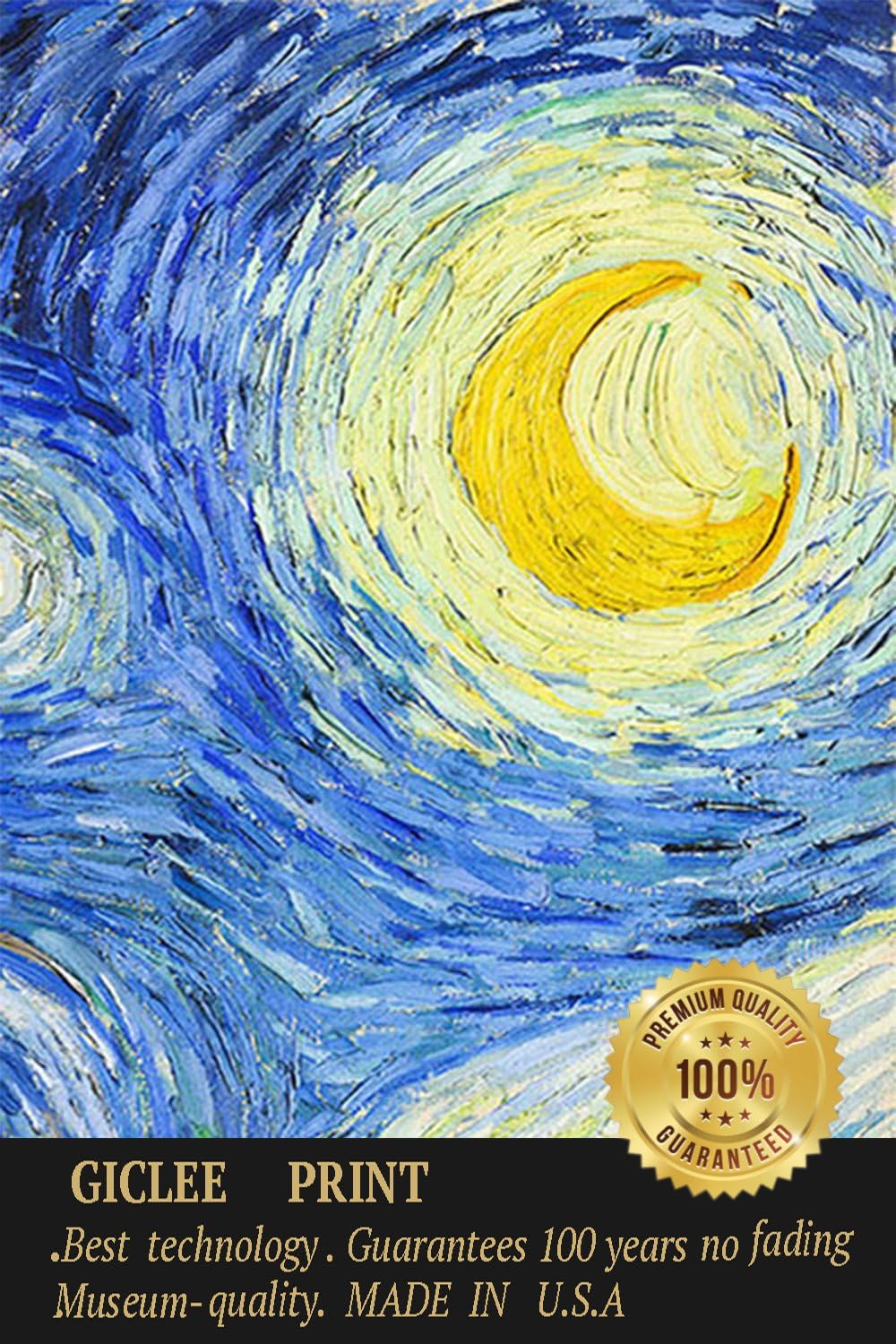 Amazon Com Eliteart Starry Night By Vincent Van Gogh Oil Painting Reproduction Giclee Wall Art Canvas Prints Framed Size 28 X 35 Posters Prints