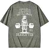 Graphic Tees Summer Women Men Cotton Novelty Oversized Crew Neck Sports Theme Christian Washed T-Shirt