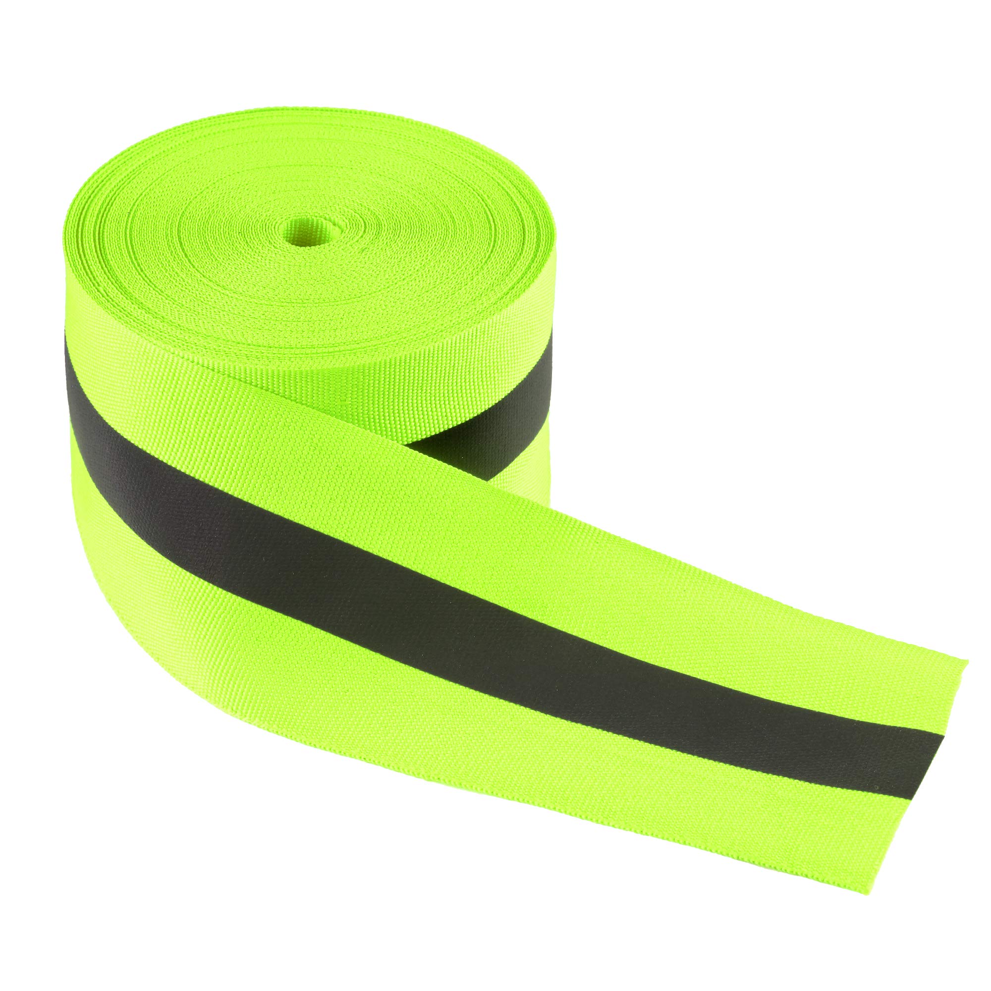 LLPT Reflective Ribbon Sew On Tape | 50MM*1.5CM*15M | Nylon Silver Florescent Safety Webbing | High Visibility | for Warning Safety Trim Deco on Vest Belt Jacket Pants Shoes Pet Wears (RRG250) | Green