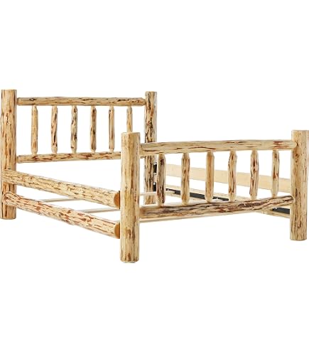 thumbnail image 2 of Amish-Made Queen Log Bed – Solid White Cedar, Unfinished, Double Side Rails, Handmade In USA 2 of 6