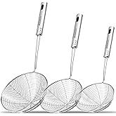 Anaeat Stainless Steel Spider Skimmer, Set of 3 Professional Kitchen Pasta Strainer Spoon with Long Handle - Asian Strainer L