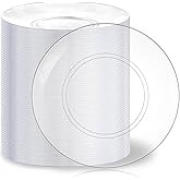Hioasis 100pcs Clear Plastic Plates for Party - 7.5" Dinner Plates Disposable, Heavy -duty, Classy and Elegant for Wedding