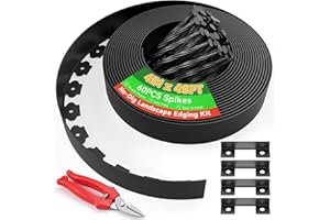 Graxury 4" Tall 40ft No Dig Landscape Edging Border with 60PCS 8" Plastic Spikes & 4 PCS Connectors - Garden Lawn Edging Kit 
