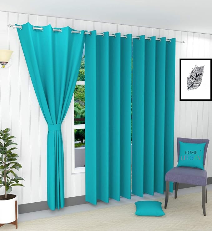 Buy Home Utsav 2 Piece Faux Silk 100% Opaque Blackout Curtains for Long