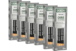 DIXON Industrial Phano Peel-Off China Marker Pencils, Thin, Black, 6 Dozens