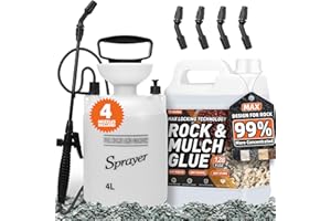 SHABEBE Rock Glue, 1Gallon Landscape Binder with Sprayer, 99% Super Adhesion Mulch Glue for Landscaping, Rapid-Dry Mulch Adhesive, Long-Lasting Non-Toxic Outdoor Pea Gravel Stabilizer, Pine Pebble Gardens