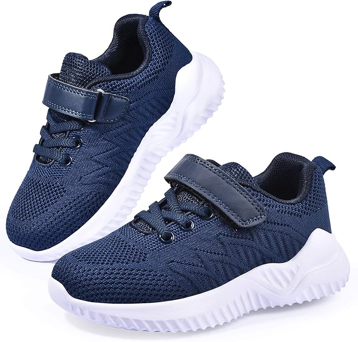 RIBONGZ Wide Toddler Boy Tennis Shoes Slip On Little Boys Velcro