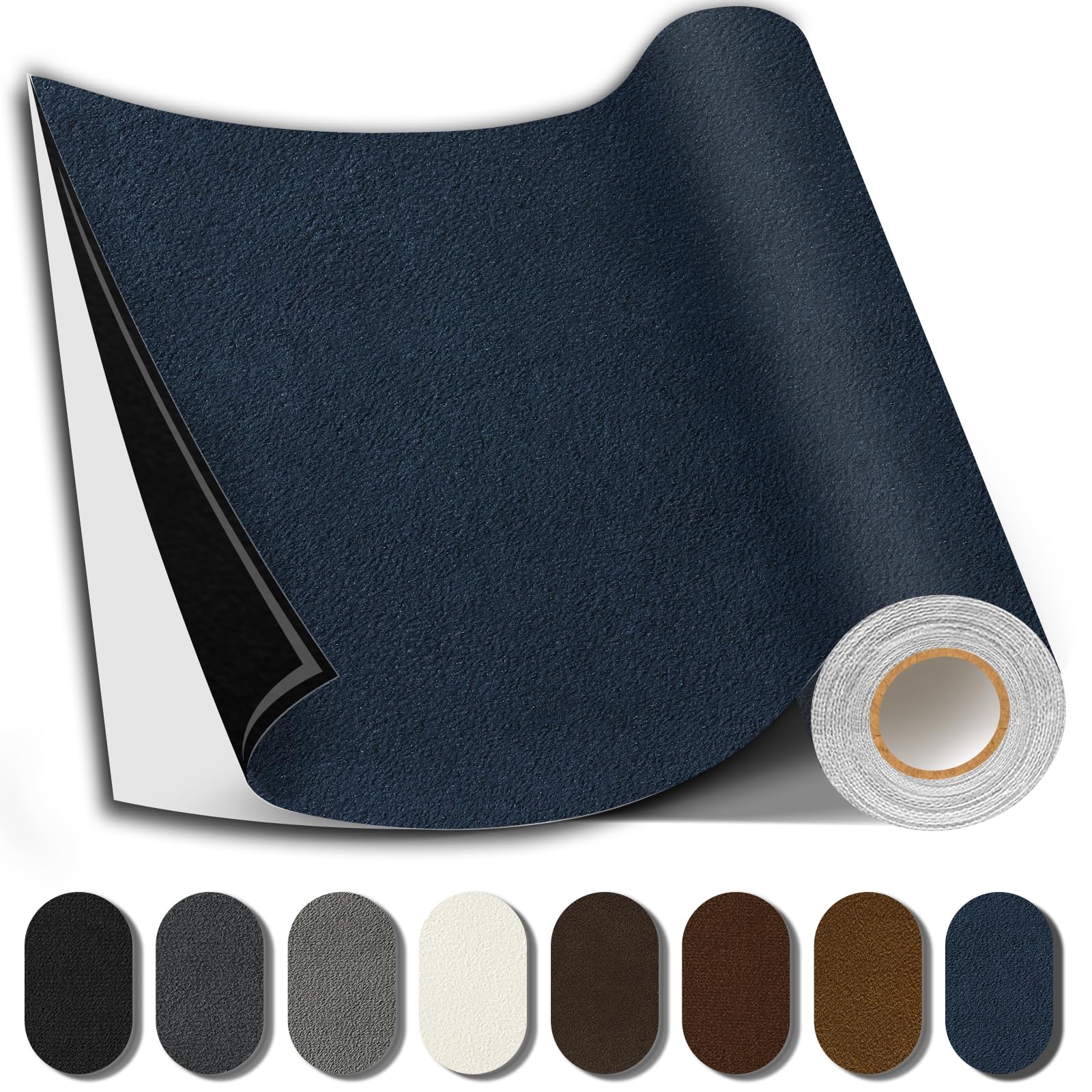 Photo 1 of Shagoom Suede Repair Patch, Large Fabric Repair Tape, Self-Adhesive Patches for Furniture, Couch, Sofa, Car Interior, Shoes, Hand Bag, Clothing (Dark Blue, 3.5X79 Inch)