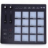 Beat Maker Machine, Drum Machine, MIDI Controller with 16 Drum Pads 2 Assignable Fader Knobs for Beginner Music Production, Black