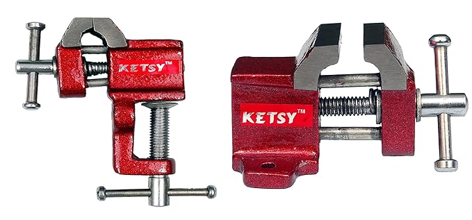 KETSY 849 Baby Vice Red Cast Iron Set of 2 Pcs - 25 mm Without clamp & with Clamp