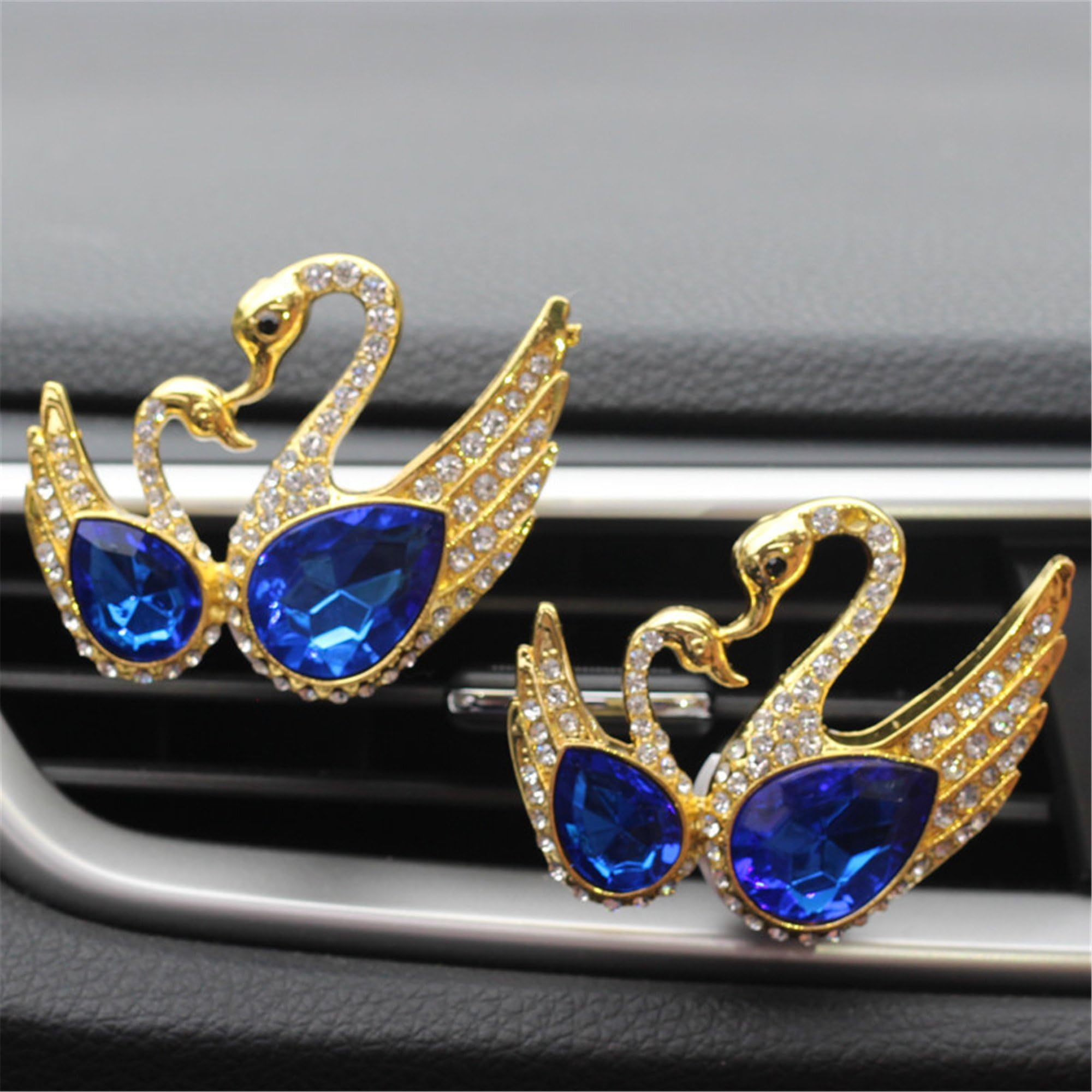 Jamzone Car Perfume Diffuser Vent Clip , Aromatherapy Air Purifier , for Car Interior Decoration - Swan ( Gold )