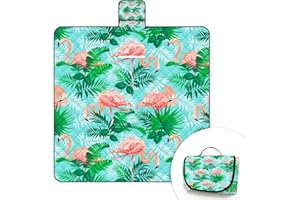 Ruikyhom Extra Large Picnic Blanket,Machine Washable 3-Layer Foldable Picnic Blankets Waterproof Picnic Mat 80"x80", Outdoor Blanket Beach Mat for Park, Hiking, Travel,Flamingo