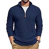 COOFANDY Men's Quarter Zip Pullover Dress Slim Fit Sweater Mock Neck Sweaters Casual Long Sleeve Pullovers
