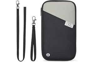 CANBOX RFID Passport Wallet, Travel Document Organizer Zipper Case, Family Passport Holder for Up to 6 Passports - Black