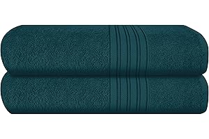 BOUTIQUO 100% Cotton 2 Pack Bath Towel Set 28x55 inches, Eco-Friendly Large Bath Towels, Compact Quickdry Lightweight Soft & Highly Absorbent Bath Towel, Ideal for Everyday Gym Travel Camp Pool - Teal