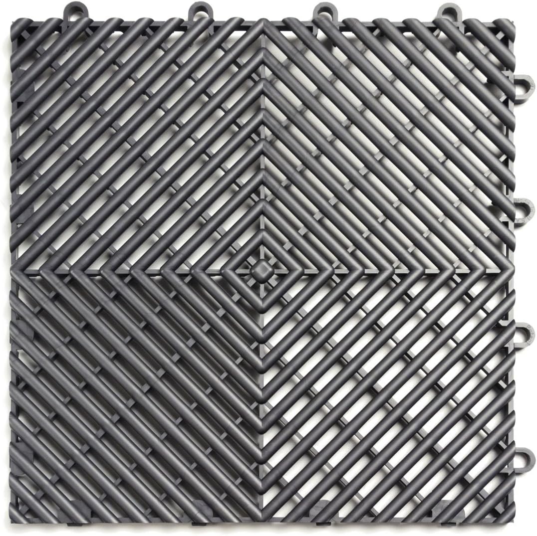 Racedeck Free Flow Open Rib Design Durable Interlocking Modular Garage Flooring Tile 12 Pack Graphite Amazon Com