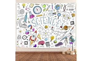 GOAOK Science Education Tapestry, Scientific Formulas and Calculations in Physics and Mathematics Chemistry Biology or Astronomy Vintage Style Tapestry Wall Hangings Classroom Child Apartment Dorm 60"X40"