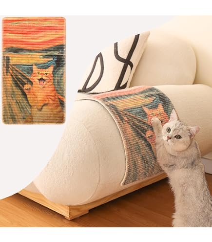 Tapete Arranhador Gatos Sisal 85x56cm - Protetor Móveis - 3 Em 1 - Com Adesivo