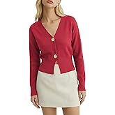 Women’s Spring V Neck Cardigan Lightweight Cropped Button Down Knit Sweater for Layering,Office Casual Wear