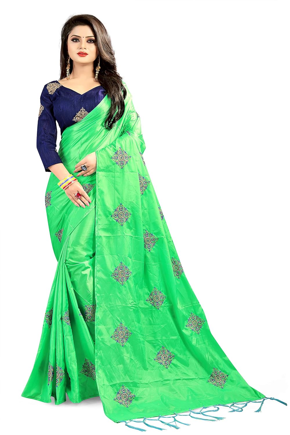 izonme women's paper silk saree with blouse piece