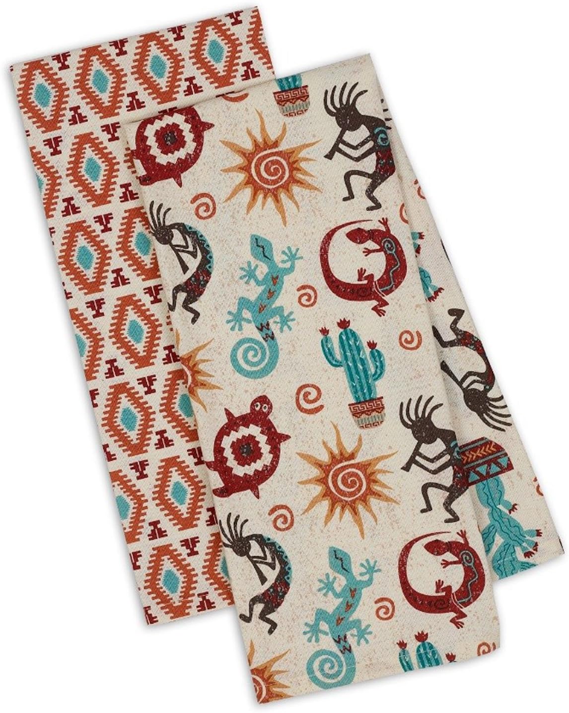 Design Imports Southwest Table Linens, 18-Inch by 28-Inch Dishtowels, Set of 2, Southwest Printed