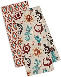 Design Imports Southwest Table Linens, 18-Inch by 28-Inch Dishtowels, Set of 2, Southwest Printed