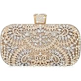 Covelin Women's Rhinestone Decorated Evening Bag, Tote Shoulder Crossbody Handbag with Chain