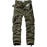 KOCTHOMY Men's Cargo Pants Cotton Work Pants for Men Relaxed Fit Multi-Pocket Camo Pants for Outdoor,Casual Wear