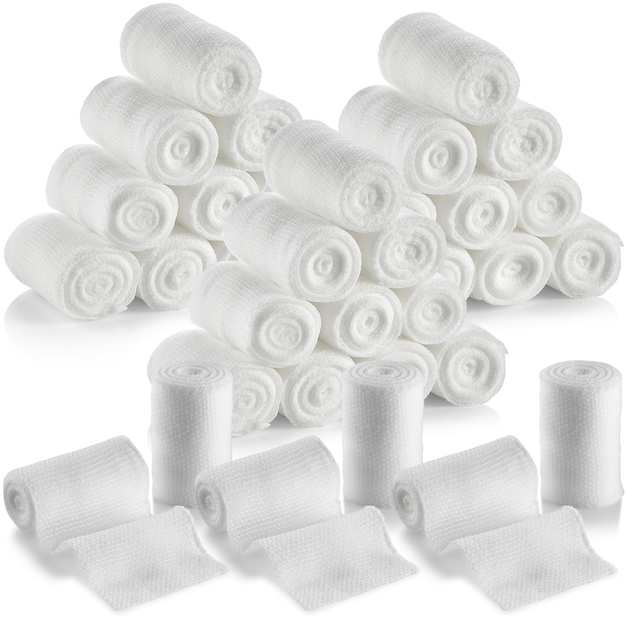 Gauze Bandage Rolls - 4 Yards Per Roll of Gauze Bandage and Stretch Wrapping for Dressing All Types of Wounds and Kit by MEDca, (5 cm x 3.7 m - Pack of 36)