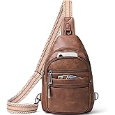 Leresas Sling Bag for Women Crossbody Bags Fanny Packs Over Shoulder Bag Sling Purse Backpack Vegan Leather Travel Brown