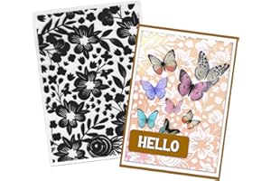 ALIBBON Spring Flower Background Plastic Embossing Folders for Card Making, Summer Leaves Background Embossing Folders for DIY Scrapbooking, Floral Folders for Paper Craft Photo Album Decorations