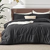 Bedsure Queen Comforter Set - Black Soft Bedding for All Seasons, Cationic Dyed Bed Set, 3 Pieces, 1 Queen Size Comforter (90"x90") and 2 Pillow Shams (20"x26"+2")