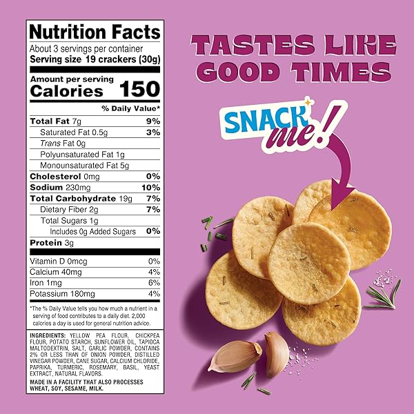 BACK TO NATURE GLUTEN FREE CRACKERS, ROSEMARY GARLIC DIPPER CRISPS – VEGAN, NON-GMO, CRACKERS FOR DIPPING – SERIOUSLY TASTY SNACKS, 3.2 OUNCE​