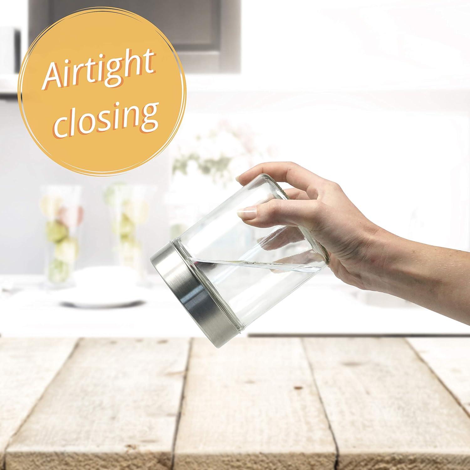 Luxury & Grace Pack 4 Botes de Cristal, 0,5 L (12x10 cm), con Tapa ...