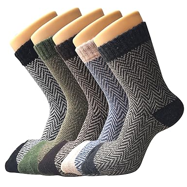 5 Paar Damen Winter Wollesocken, atmungsaktive weiche dicke Socken - bunte Farbe Premium Qualität klimaregulierende Wirkung M