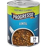 Progresso Vegetable Classics Lentil Canned Soup, Gluten-Free, 19 oz | Lentils, Celery &amp; Spinach, Vegetarian, Half Cup of Vegetables per Serving, Good Source of Fiber per Serving