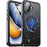 Oterkin Magnetic Waterproof for iPhone 17 Case with [Built-in Screen Protector][Invisible Kickstand][Fit for MagSafe][360º Full Body Sealed] Heavy Duty Rugged IP68 Underwater Case for iPhone 17-Black
