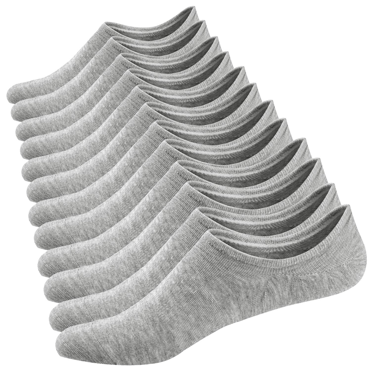 Ueither Women's 3 to 6 Pack Casual No Show Socks Non Slip Flat Boat Line, 6 Pairs Grey, Shoe Size:5-9