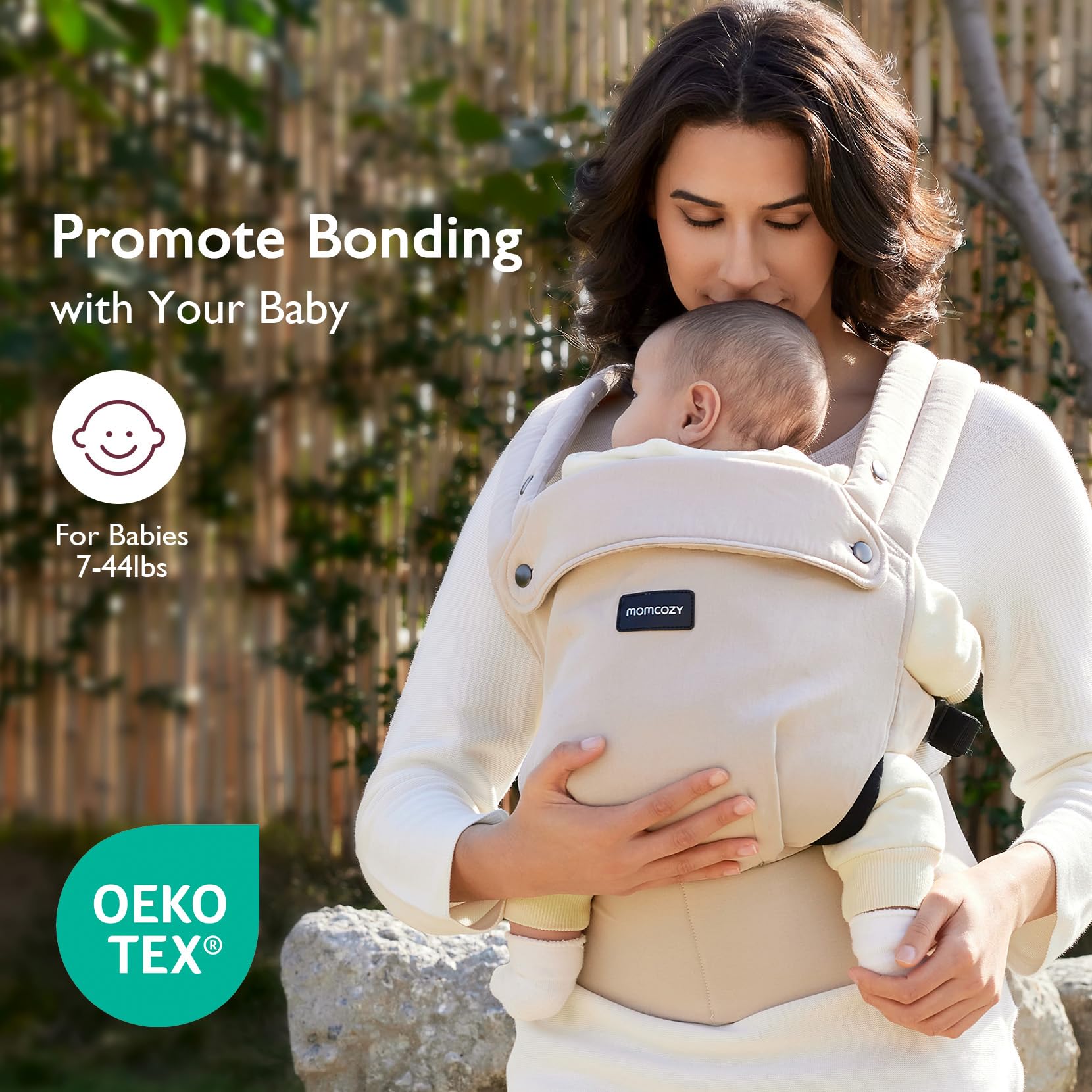 Momcozy Momcozy Baby Carrier - Ergonomic, Cozy and Lightweight Carrier for 7-44lbs, Effortless to Put On, Ideal for Hands-Free Parenting, Enhanced Lumbar Support, Purehug for Infant to Toddler, Khaki