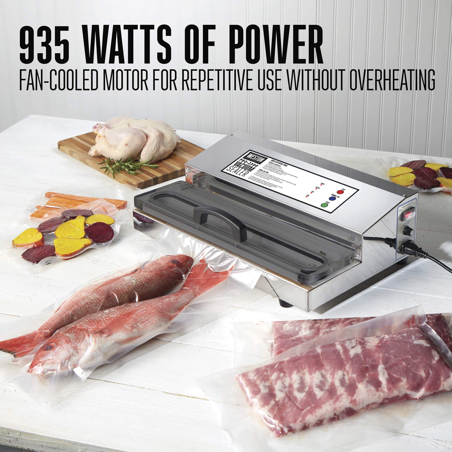 Weston Brands Vacuum Sealer Machine for Food Preservation & Sous Vide, Extra-Wide 5mm Bar for Sealing Bags up to 16
