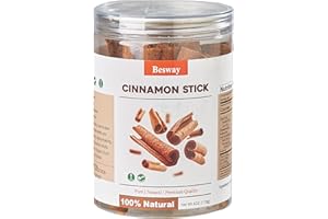 Besway Cassia Cinnamon Sticks Whole 6 oz, 100% Raw Cassia Stick from China, Strong Aroma, Non-GMO, Vegan, Perfect for Baking, Cooking & Beverages (170g)