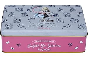 New English Teas Alice in Wonderland Classic Tea Selection Tin – 72 Teabags – English Breakfast Earl Grey English Afternoon –