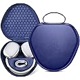 Maxjoy for Airpods Max Case, Smart Case Supports Sleep Mode, Hard Organizer Portable Travel Carrying Cover Storage Bag for Apple AirPods Max Headphone, Dark Blue-EVA