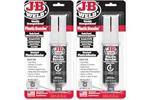 J-B Weld 50139CAN Plastic Bonder Black Body Panel Adhesive and Gap Filler Syringe 25 ml, 2 Pack – Two-Part Urethane Adhesive 