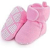 Pro Goleem Fleece Baby Booties, Warm Cozy Baby Slippers, Stay On Sock Shoes, Easy to Put on, Unisex Baby Gifts, Soft Non-Slip Adjustable Newborn Boots for Boys and Girls